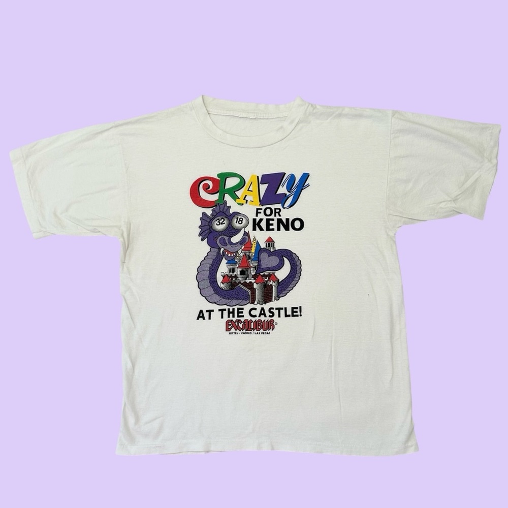 Vintage 90s Single Stitch Excalibur Las Vegas Keno Gambling Shirt Medium